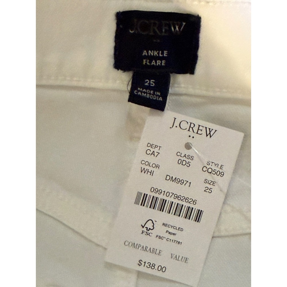 J.Crew Womens White Ankle Flare High Rise Jeans CQ509 Size 2 25‎ NWT - Picture 3 of 6